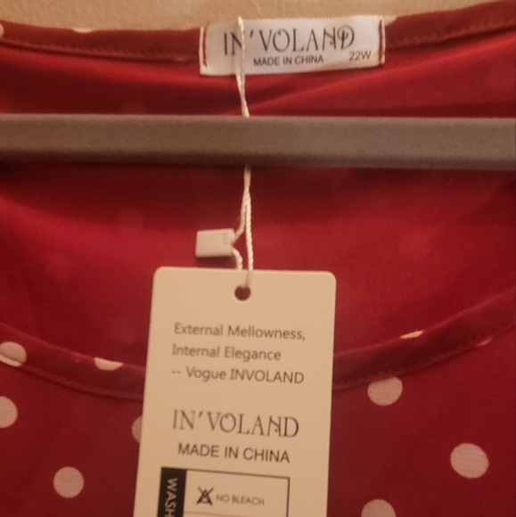 Red polka dot overlay blouse with solid under shirt. NWT - Picture 4 of 4